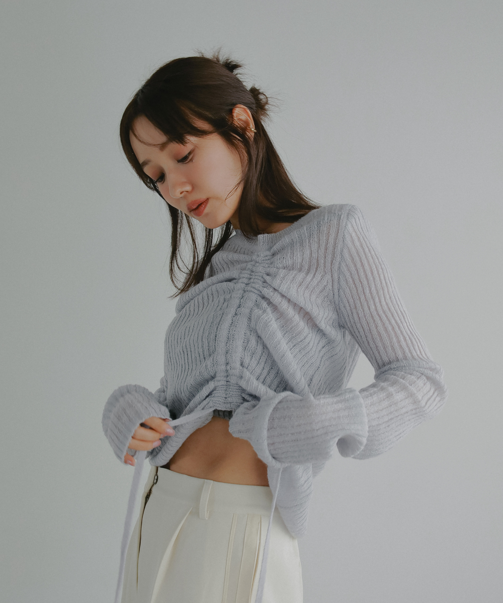 verybrain＊ドットシャーリングトップス シャーリングニットトップス – N WITH.