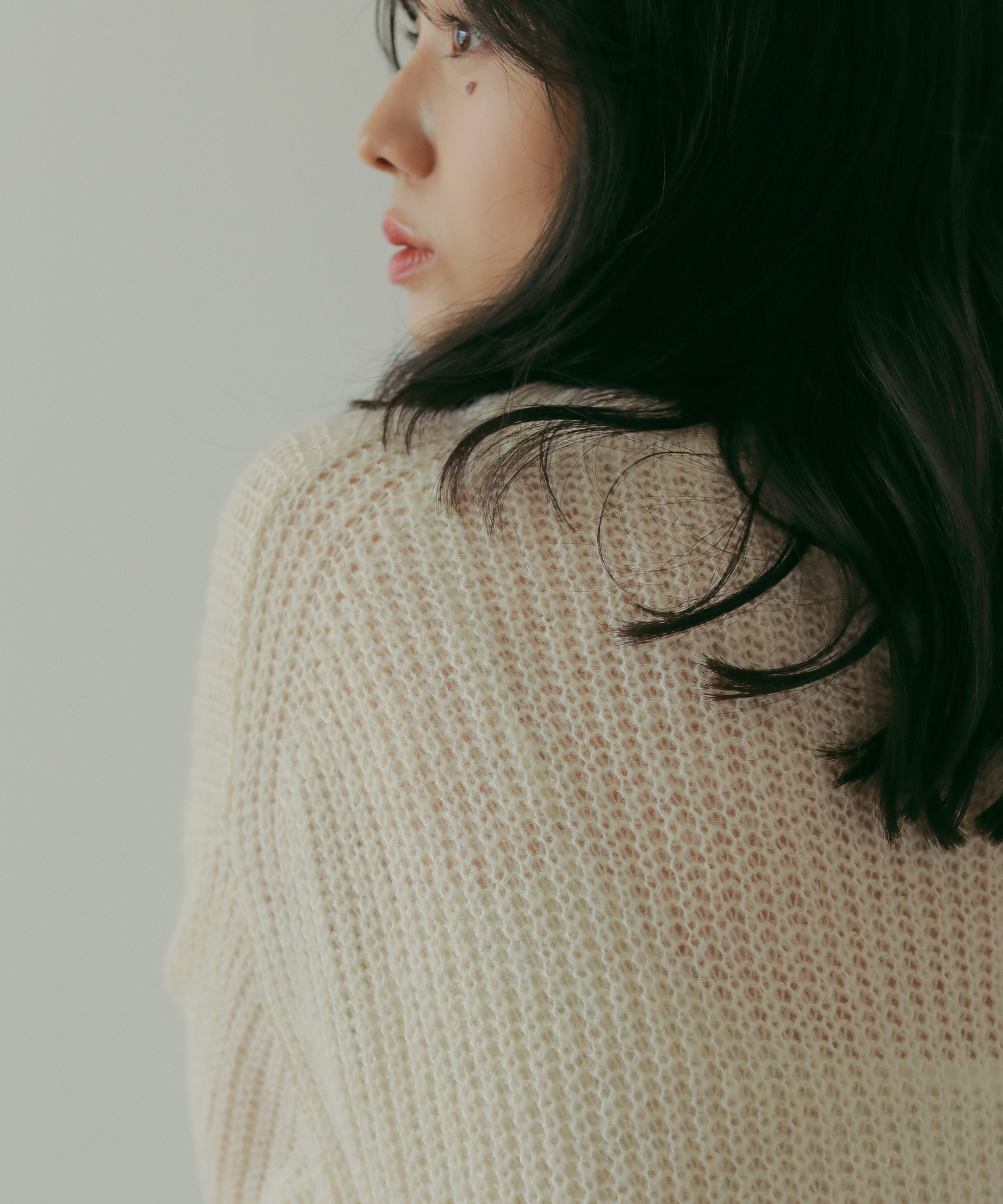 モヘア製セーター着用テディベア 665127 ◉軽ふわ手編みニット◉モヘアショートセーター チェリーピンク