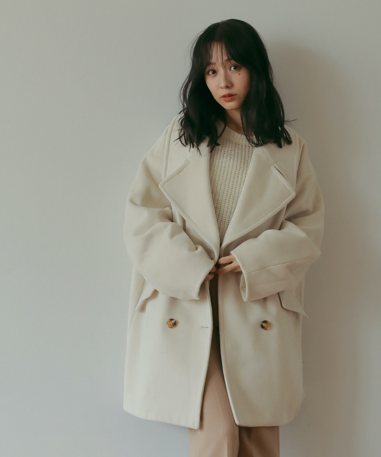 群言堂　根々 ハーフコート　ウール100 ビッグカラー　多色　 パッチワーク柄 群言堂 根々 ハーフコート ウール100 ビッグカラー 多色 パッチ