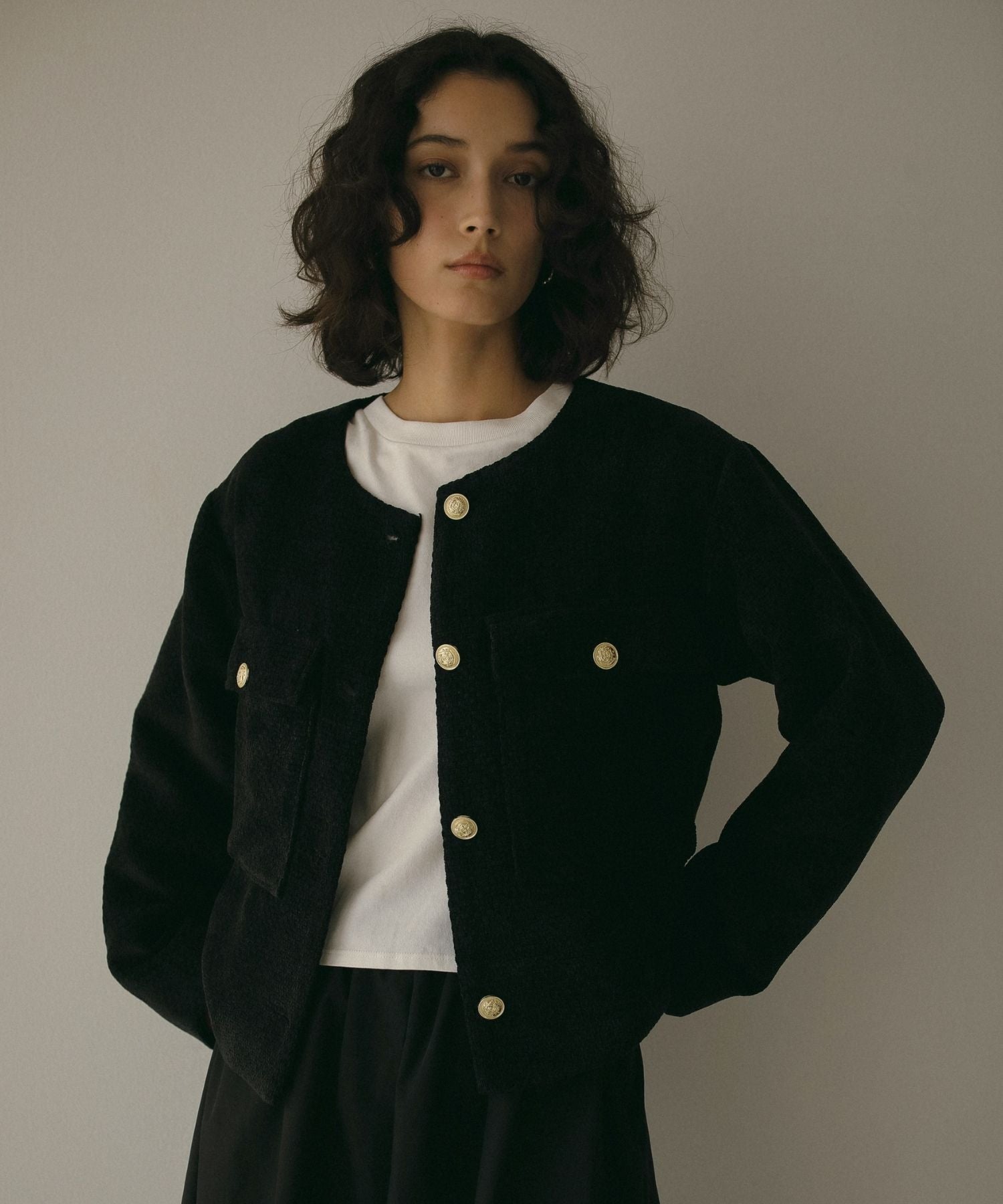 na.e ナエ ツイードジャケット The Tweed Jacket_Black | Na.e