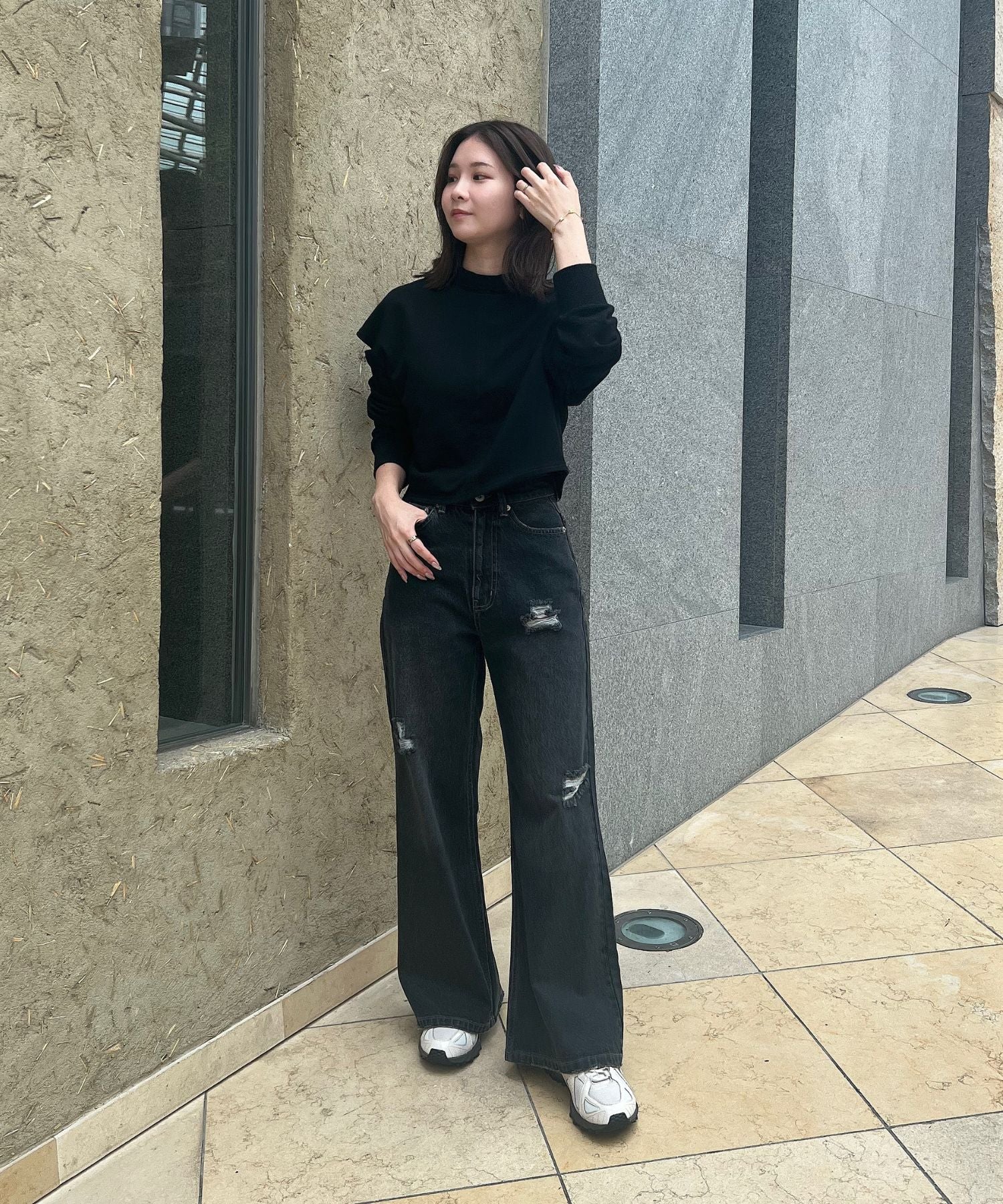 damage denim widepants – N WITH.