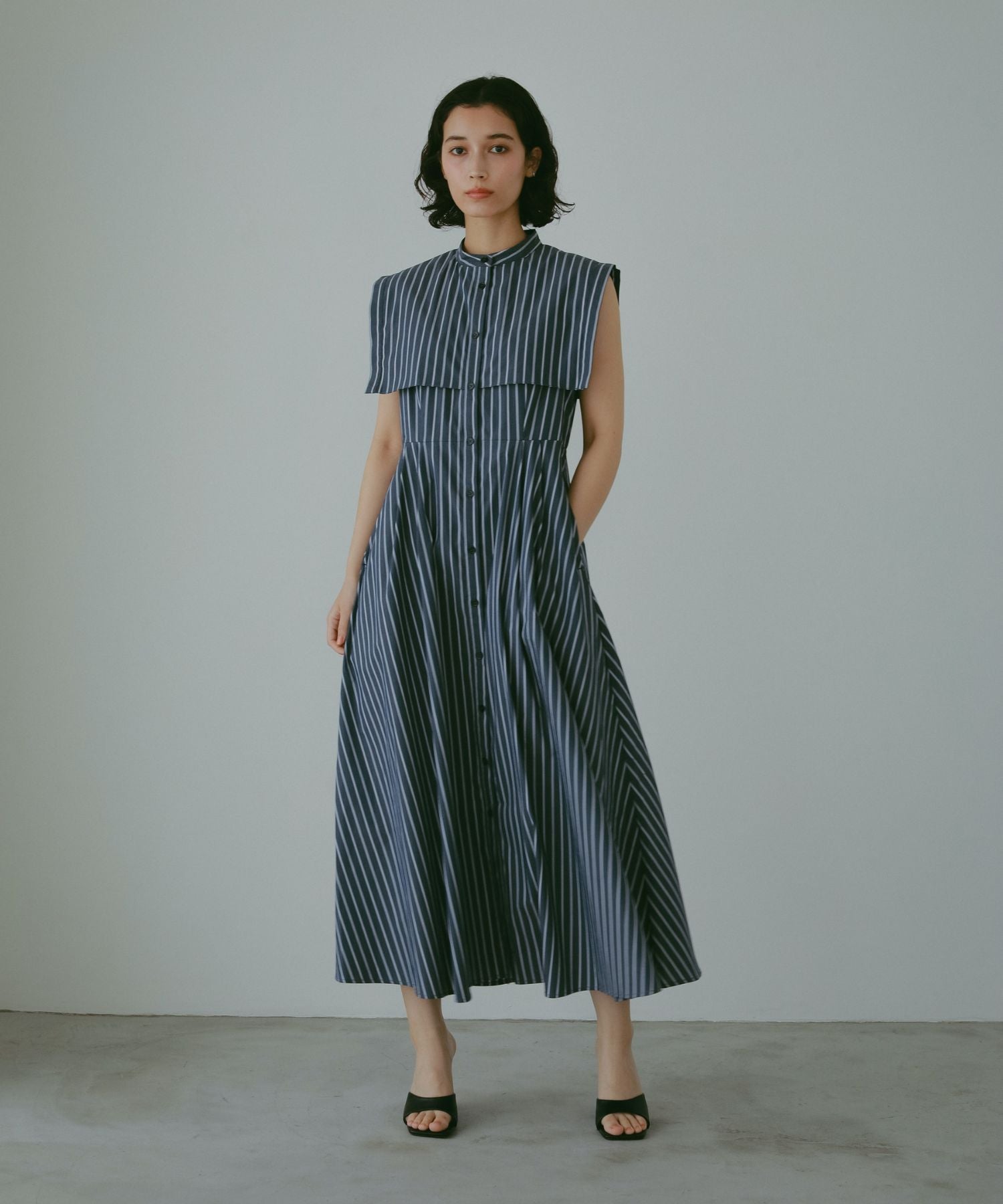 【新品】ストライプ柄 N With ケープシャツワンピース ケープシャツワンピース – N WITH.