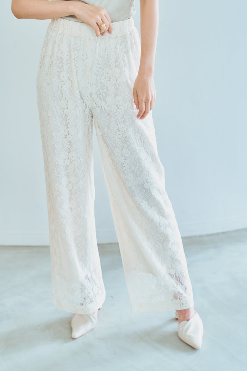 lillilly コットンレース　パンツ　白　レース　ストレート レースストレートパンツ – N WITH.